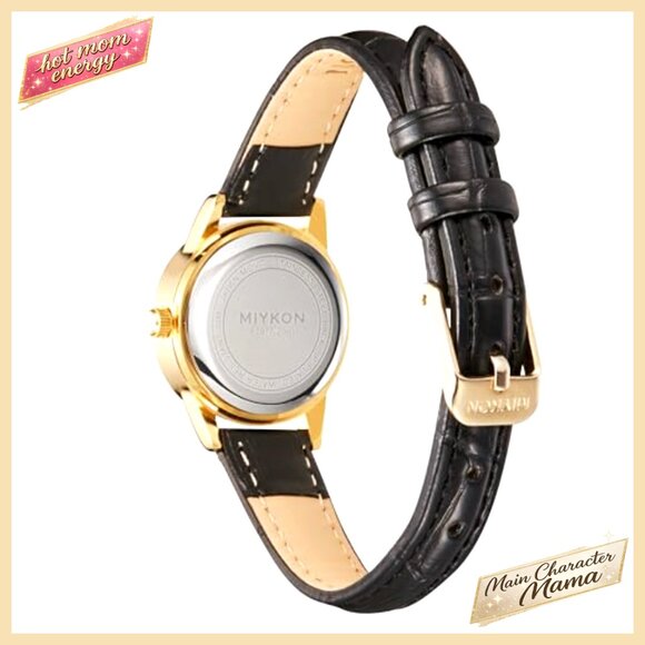 Small Analog Watch with Vegan Leather Strap, Waterproof, Japanese Quartz